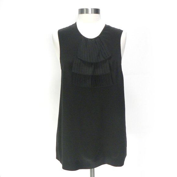 Tracy Reese Black Pleated Tunic Top - Picture 2 of 6